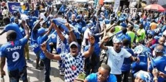 Chelsea Fans in Liberia celebrate club champion league victory