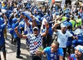 Chelsea Fans in Liberia celebrate club champion league victory