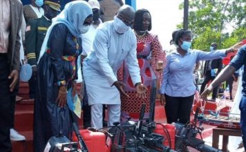 Paddle to Engine: Pres Weah presents several motorized Yamaha Boat engines to fishery cooperatives