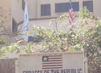 Diplomatic staff Alarms over alleged raping of 7-Year Old daughter at Liberian Embassy in Abuja Sign Board welcoming people to Liberian Embassy in Abuja