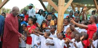 President Weah opens Invincible  swimming pool for Children