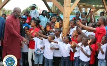 President Weah opens Invincible swimming pool for Children