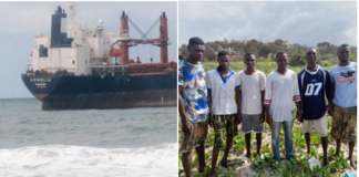 Two Stowaway Nigerians Killed onboard Ophelia Panana ship , others recue on Liberian shore Ophelia Panana ship