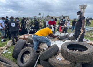Huge consignment of cocaine burnt by Liberian security agencies Security burning cocaine