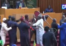 Senegalese parliamentarians exchange punches, insults and throw chairs in session Senegalese Lawmakers