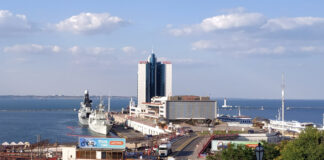 Russia strikes Liberian flagged civilian ship in the Black Sea area of Odesa in Ukraine Port of Odesa