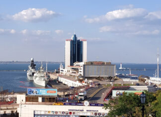 Russia strikes Liberian flagged civilian ship in the Black Sea area of Odesa in Ukraine Port of Odesa