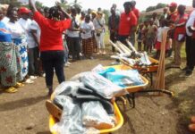 Liberian Red Cross Society donates Assorted agriculture materials to Podroken in Maryland Podroken
