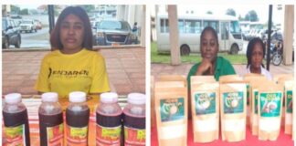 From Journalism to Enterpreneurship: Two Female Journalists Showcase Liberian-Made Products at Investment Conference Estelle and Dennise