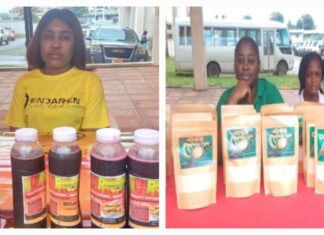 From Journalism to Enterpreneurship: Two Female Journalists Showcase Liberian-Made Products at Investment Conference Estelle and Dennise