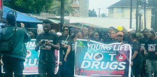 Liberians unite in mass protest against Illicit drugs use Protest Against drugs in Liberia