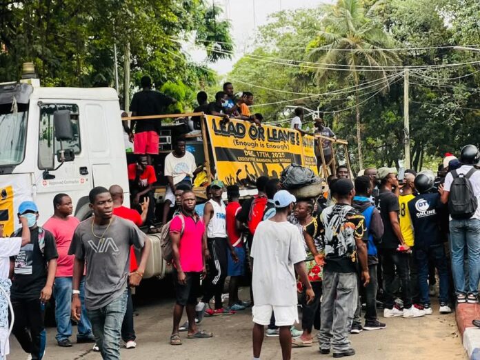 Protesters in the street
